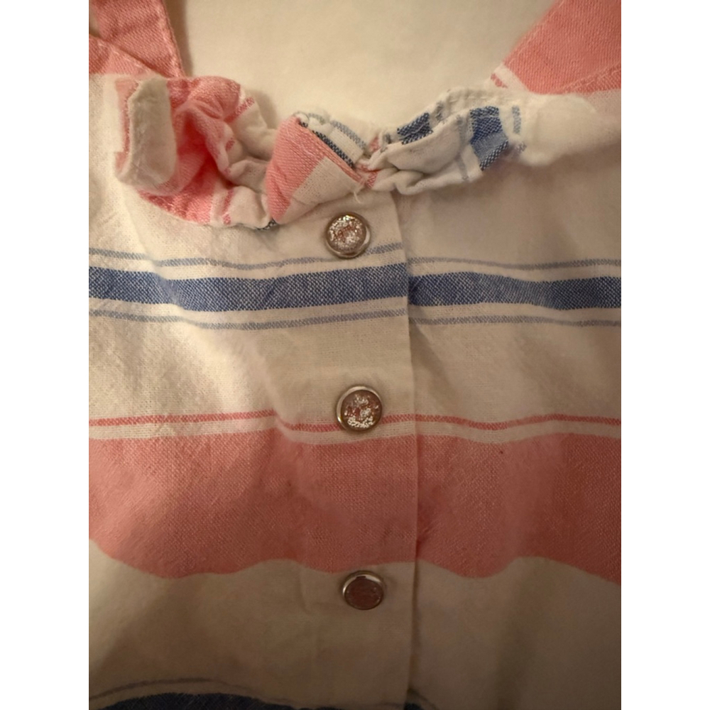 Girls Sergent Major Romper Size 3ANS White Pink Blue Striped - Picture 3 of 9